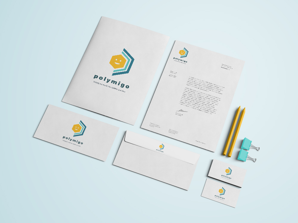 Polymigo Logo on Stationary Mockup